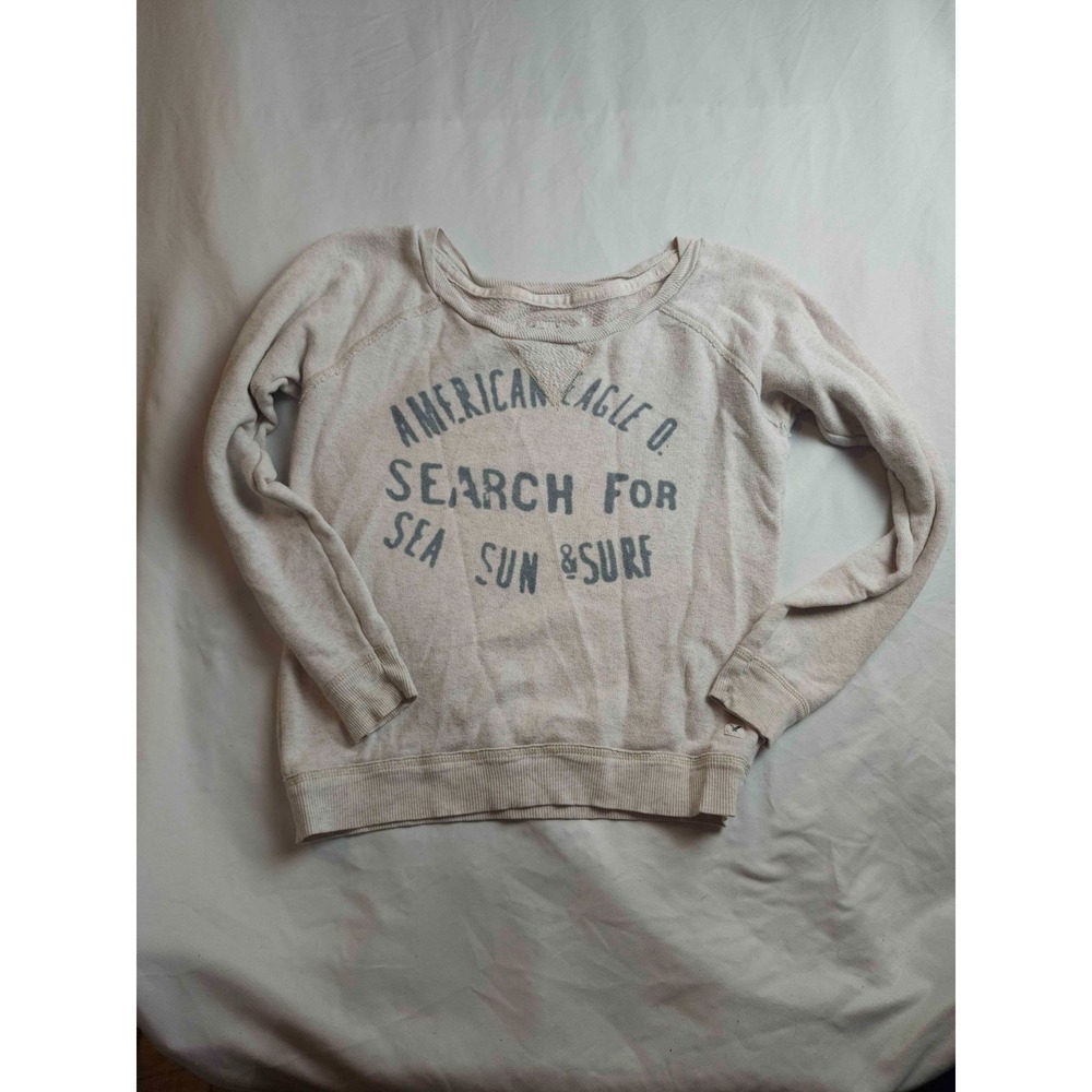 American Eagle Search For Sea Sun Surf Pullover Sweater Womens XS Beige Knit